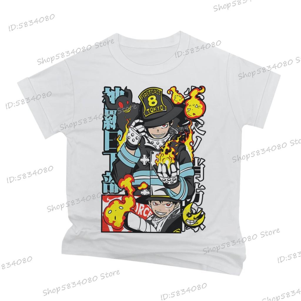 Fire Force Print Unisex Fashion Casual Tshirt Unisex Street Graphic Anime Tee Fire Force Classic Vintage T Shirts Anime Apparel