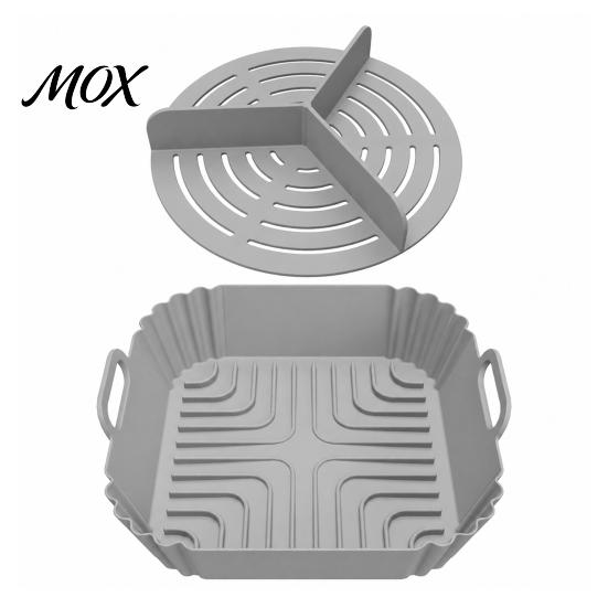 Microwave Safe Silicone Tray 2PCS Air Fryer Baking Pan with Handles, Square And Rectangular Multi Purpose Dish Oven Set, Nonstick Liner for