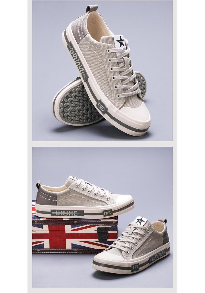 Spring 2026 Men's Korean Style Canvas Shoes - Fashionable, Comfortable, Breathable, Versatile, and Lace-up Skate Shoes