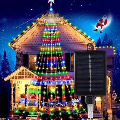 Solar Outdoor String Lights Decor Lights 280 LED Waterfall Christmas Tree Lights 8 Modes Indoor Outdoor String Lights for Yard