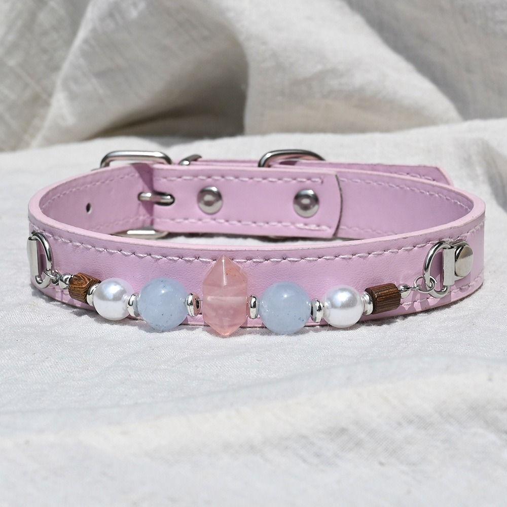 Adjustable Leather Pet Collar Detachable Dog Collar Exquisite Cat Collar Puppy