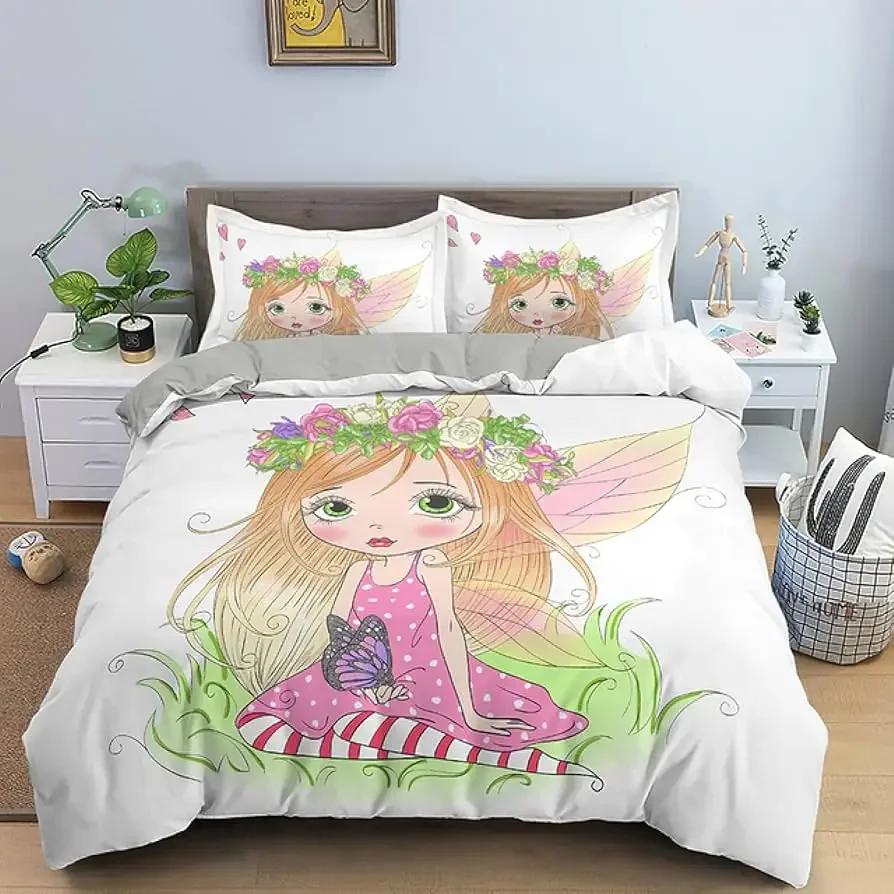 Comforter Girly Ballet Queen Ballet Theme Cartoon Bedding Set Cute Little Dancers Comforter Ballerina Bedding 2/3 Pcs