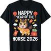 Happy Chinese of The Horse Hello 2026 Lunar New Year Graphic TShirt High Quality Crewneck Cotton Fashion Loose Casual Style Tee