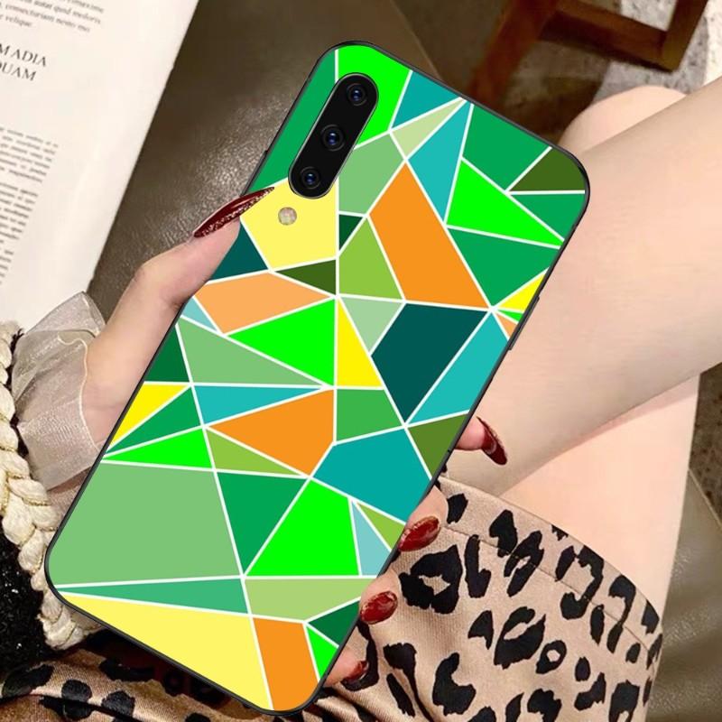 Geometric Abstract Crystal Phone Case For Samsung A91 A81 A73 A72 A71 A30S A20 A12 A13 A52 A53 4G 5G Soft Black Phone Cover