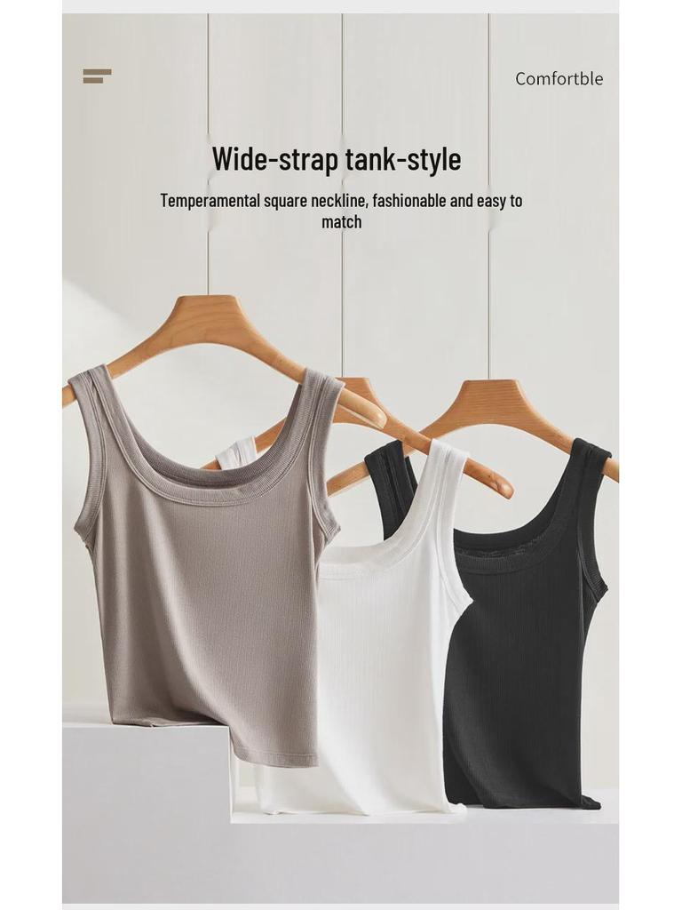 Square Neck Ribbed Tank Top for Women – Plus Size, Curvy, Racerback, Slimming Layer