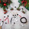50pcs/100pcs Christmas Snowman Wooden Beads With Jute Twine Unfinished Winter White Round For DIY Crafting Making Holiday Party