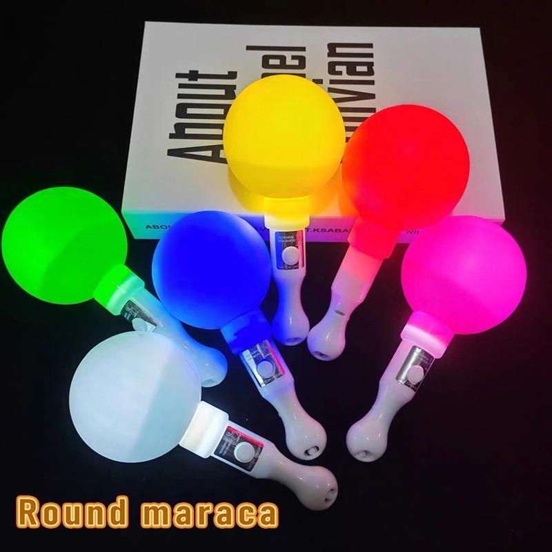 Round Led Glowing Lightstick Luminous Sand Rattle For Concert Ktv Bar Cheering Atmosphere Props Flashing Light Sticks