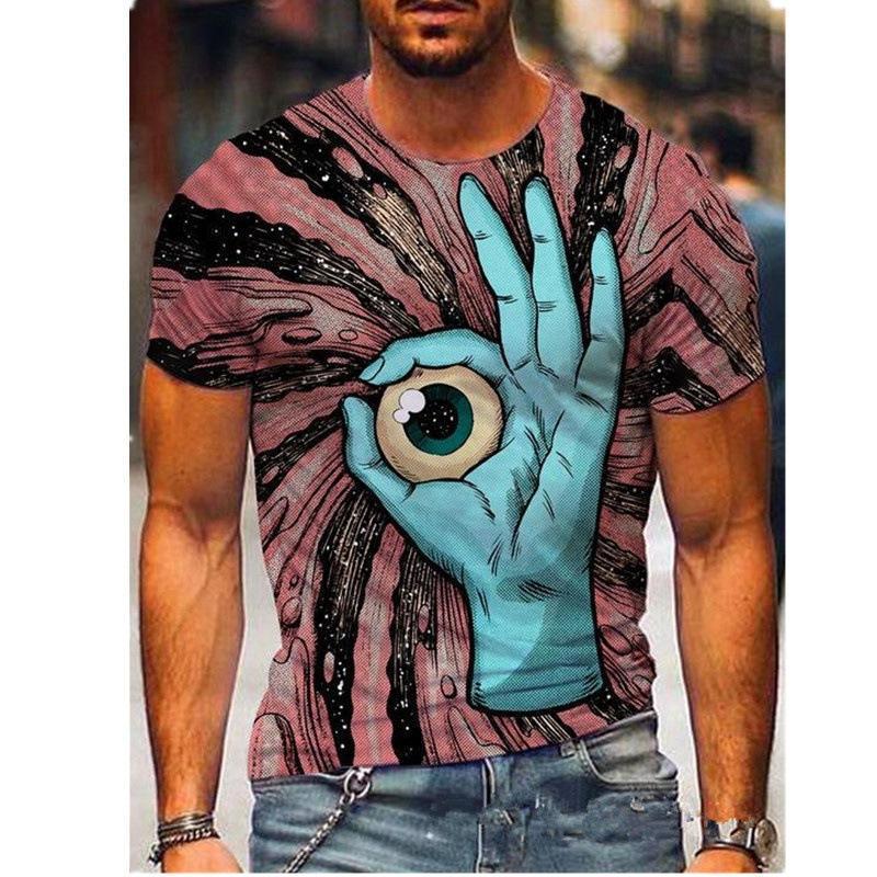 Summer Men's 3D Digital Printed Yin-yang Bagua Men's Earth Short Sleeved T-shirt