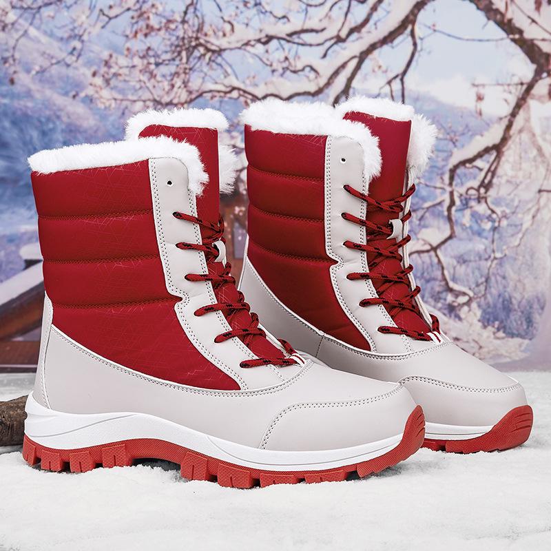Women's High-Top Winter Snow Boots - Thickened, Velvet Warm, Mid-Tube, Large-Size Cotton Short Boots