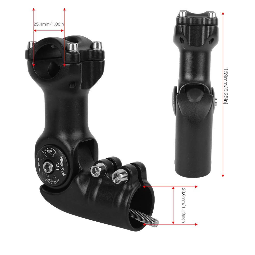 Schwarz Hochwertige 6061 T6 Aluminiumlegierung Einstellbarer Winkel Mountainbike Vorbau Modifizierter Fahrradverlängerer