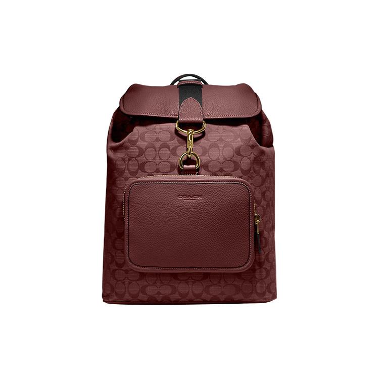 New COACH Sullivan Fabric With Cow Leather Backpack Large Women's Burgundy CG775-B4WN