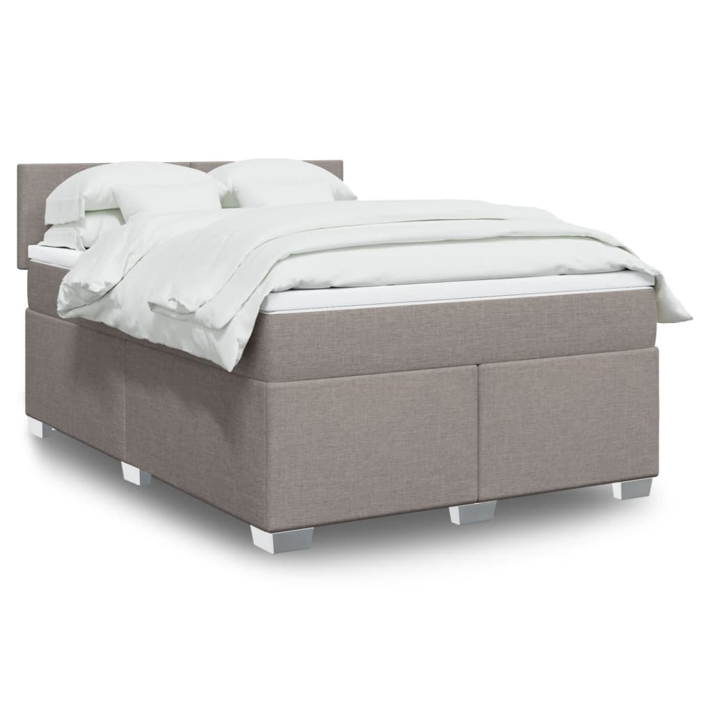 Box Spring Bed with Mattress Taupe 160 x 200 cm Fabric
