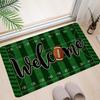Football Pitch Pattern Doormat, Polyester Flannel Non-Slip Machine Washable Rug for Indoor Outdoor Multi-Room Entryway Decor
