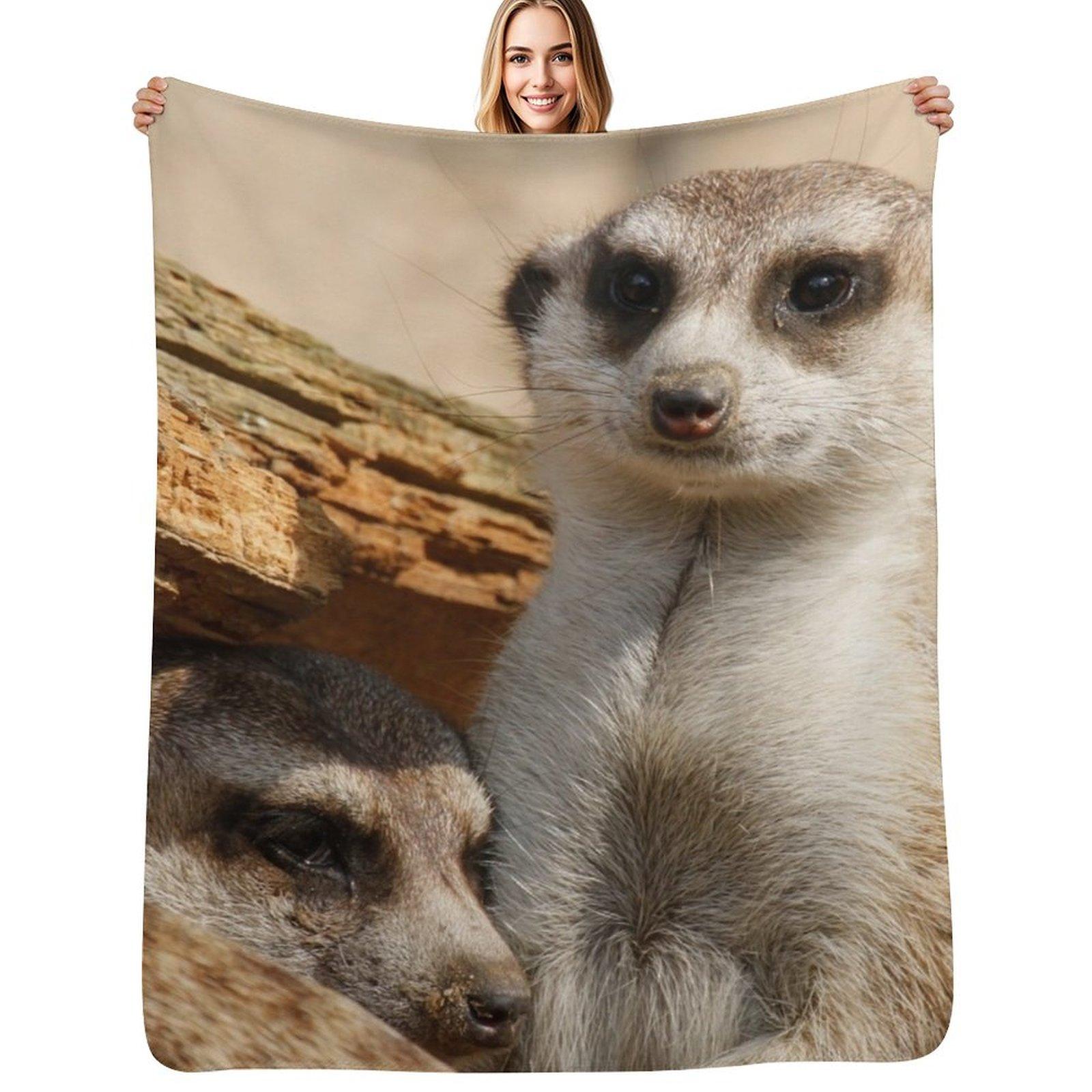 

Meerkat 042 Throw Blanket Warm Flannel Blanket for Couch Chair Bedroom 102x76cm(40x30in)