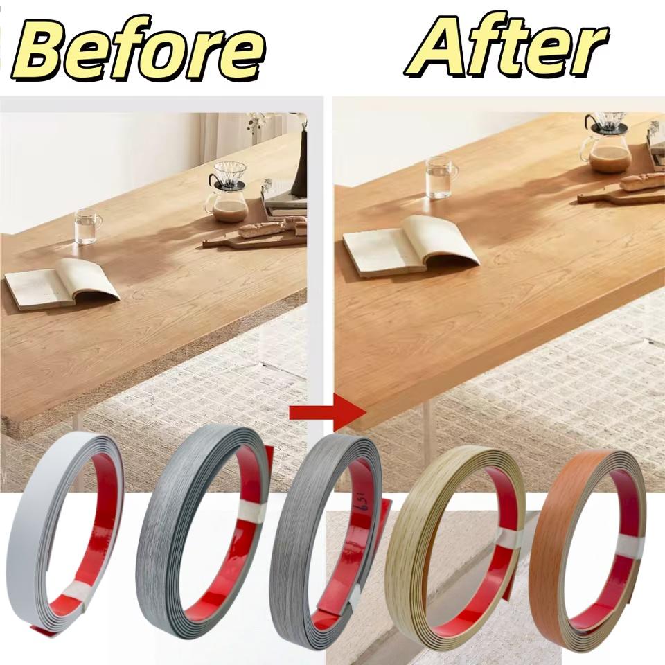 1pc 10m/393.7in Edge Band Stickers Self-adhesive Decorative Strips Edge Banding for Furniture Table Cabinet Board Covering Wood