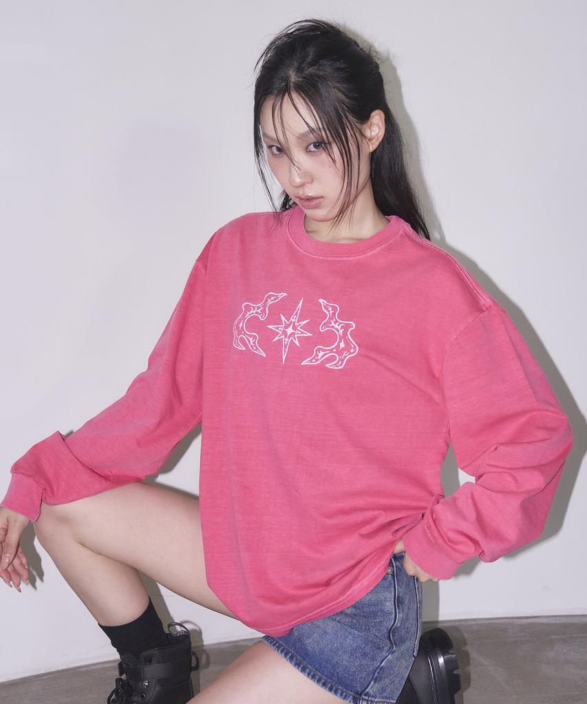 TRAVEL Cross Point Pigment Long Sleeve Red