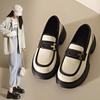 Qi Le 2024 Women's Spring/Summer Round Toe Chunky Heel Leather Loafers