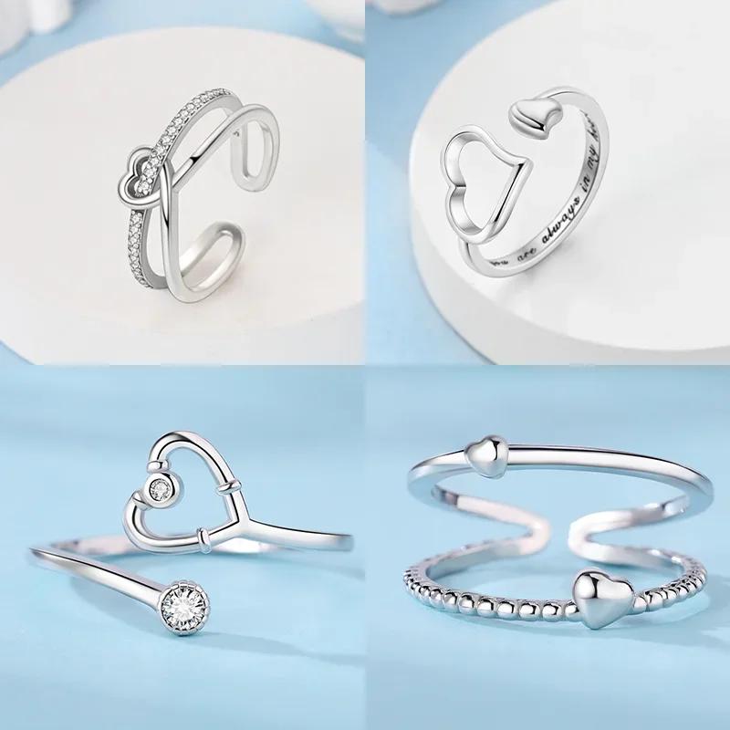 Copper Heart-Shaped Series Open Rings Pink Love Irregular Shape Ring Appropriate For WomenS High-End Jewellery Gifts