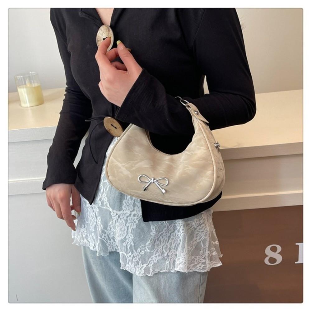 Elegante Leder-Schleifen-Umhängetasche Große Kapazität Einfarbige Crossbody-Tasche Koreanischer Stil Damen-Handtasche Damen