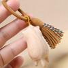 Cartoon Animal Wooden Carved Cat Keychain Weave Rope Carved Cat Keyring  Gifts