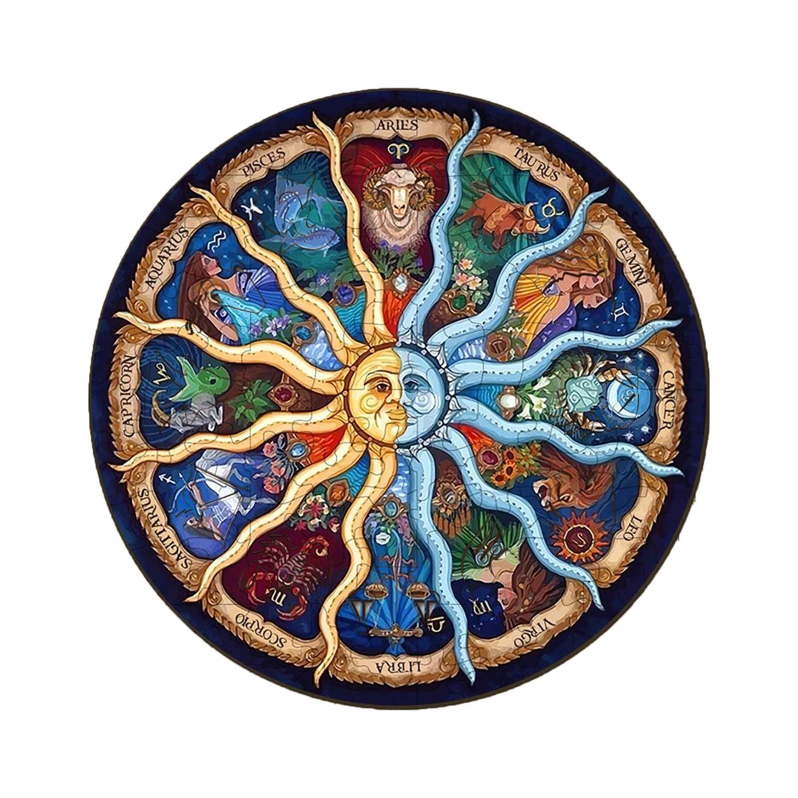 

(H0826)Деревянный пазл Зодиак Уникальная форма деталей Животное для взрослых и детей 136 шт.