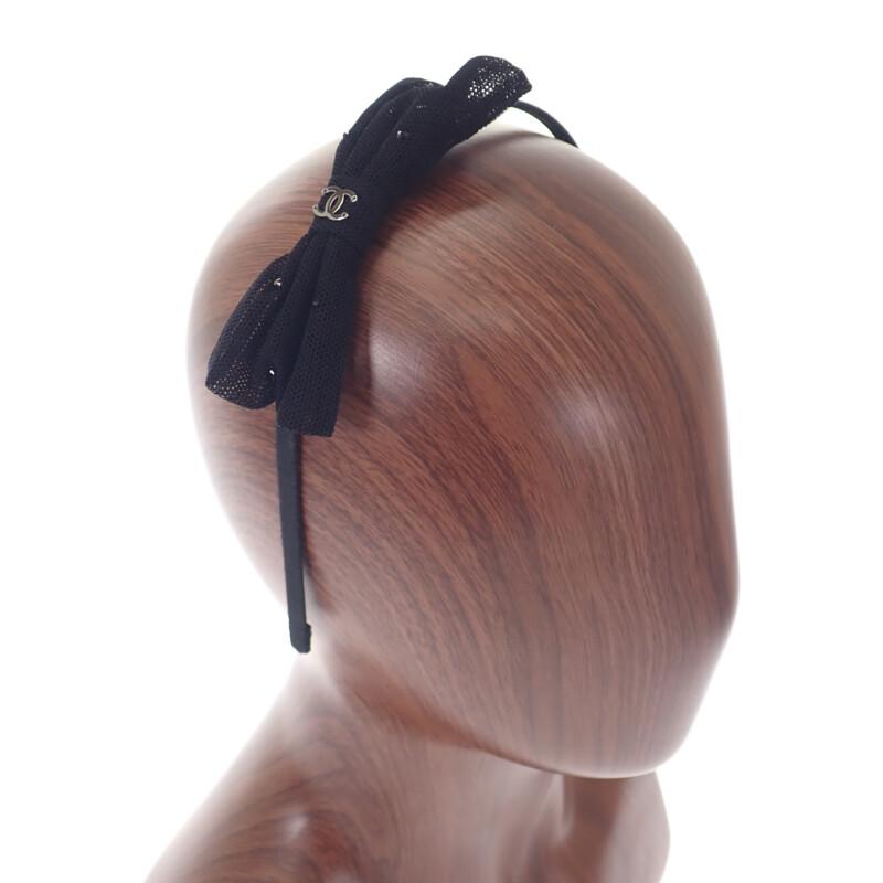 Chanel Hair Accessory black/Silver straw/Rhinestone Women