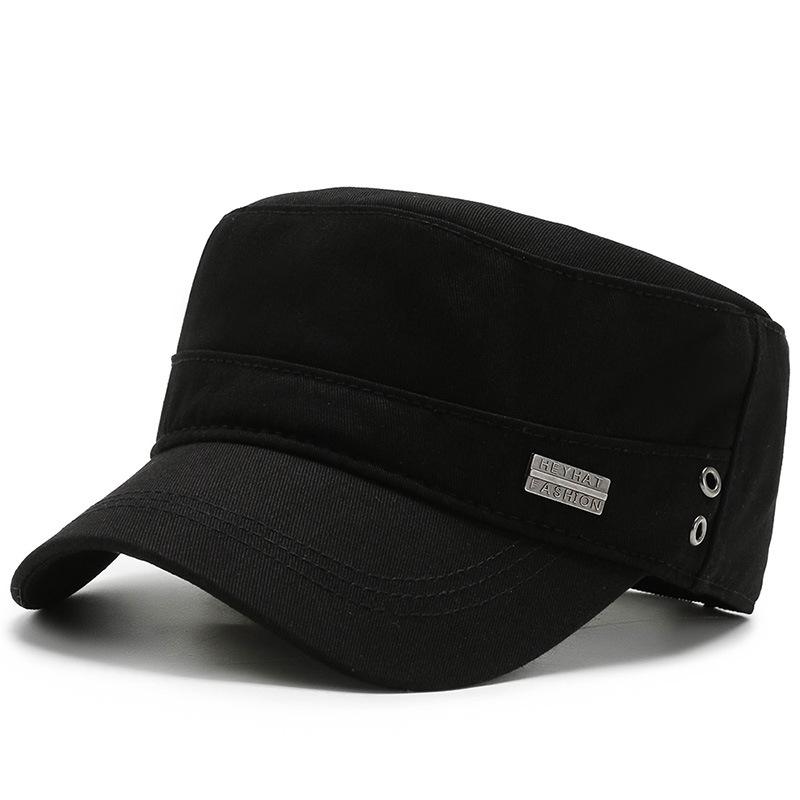 Fashion military hat Men's hat Shade sunscreen Heroic tall and straight flat top military hat Cotton comfortable atmosphere Sports hat