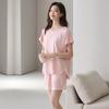 Lyocell Women's Summer Short Sleeve Pajama Set with Chest Pads - Casual Plus Size Home Wear
