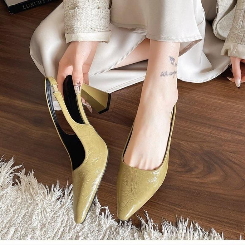 Fashion New Style Fashion Women's Black Sandals Women's Sandals Pointed Pumps Women Shoes Office Dress Shoes Sexy Square Heel High Shoes