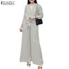 ZANZEA Bluză și pantaloni cu mânecă lungă pentru femei Seturi de costume casual din două piese