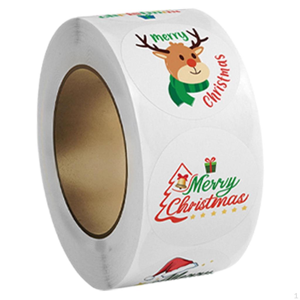 500Pcs Christmas Stickers Roll Envelope Seals Round Decorative Labels Gift Sealing for