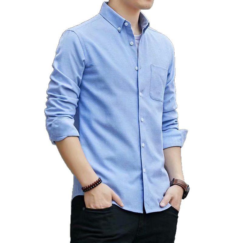 Men's 2024 Autumn Loose Fit Long Sleeve Shirt - Korean Style, Solid Color, Casual Jacket