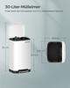 SONGMICS Rubbish Bin, 30L Trash Can, Steel Pedal Bin, with Inner Bucket and Lid, Soft Closure, Airtight, for Kitchen, Living Room, White