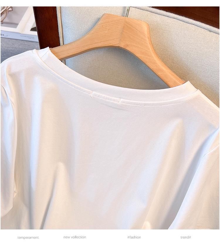 Women's Plus Size Loose Fit Mid-Length Short-Sleeve Round Neck T-Shirt (Sizes 200-350 Jin)
