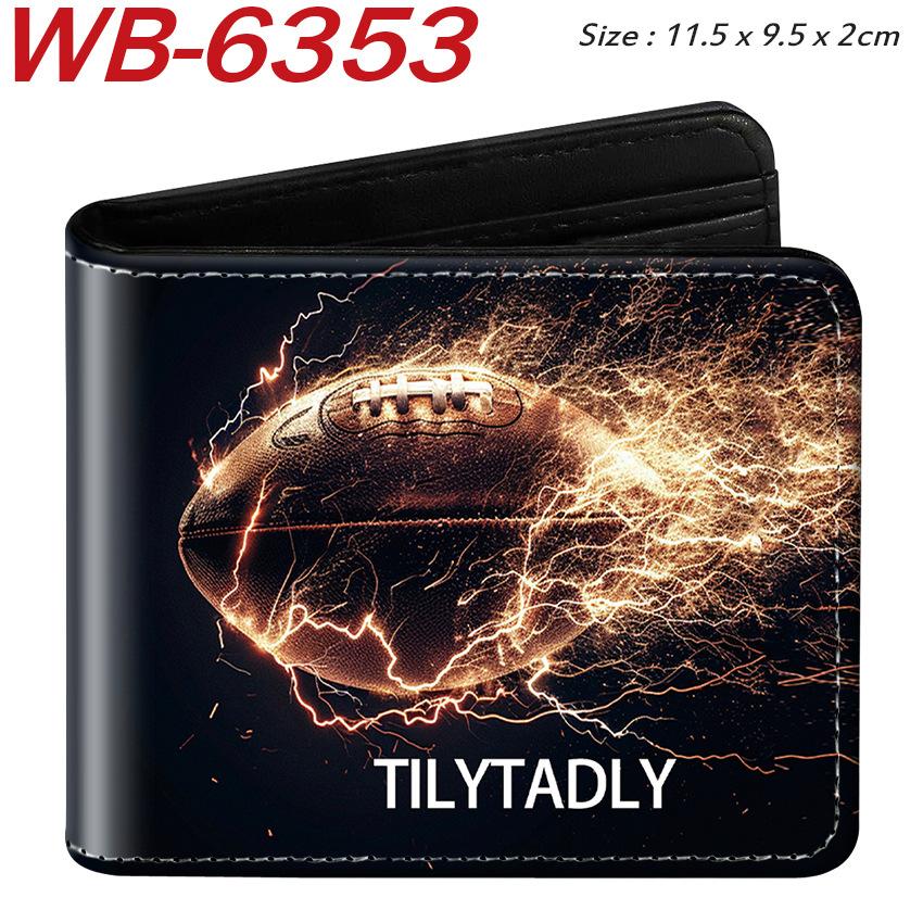 Sports Ball Bifold Wallet Football Basketball Rugby Pattern Student Coin Purse Card Holder Leather Short 1pcs