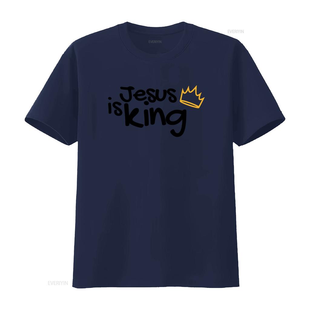 Christian T Shirt Jesus is King Faith Worship God Design vintage Washed Stretched Unisex Casual Comfortable Stylish Soft