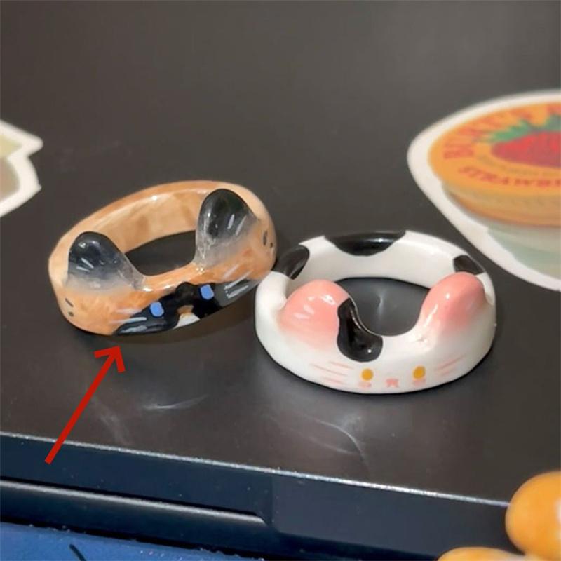 Cartoon Cute Cat Ring For Children Personality Design Funny Korean Sweet Girls Finger Rings Exquisite Jewelry