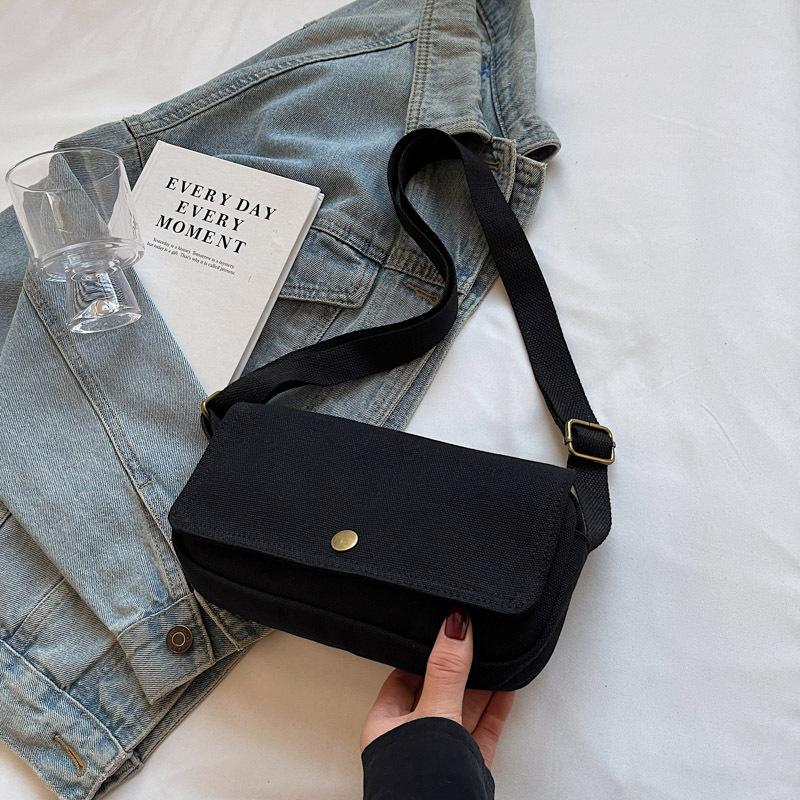 2025 Japanese fashion canvas small mobile phone bag casual men's workwear style crossbody bag couple simple shoulder bag