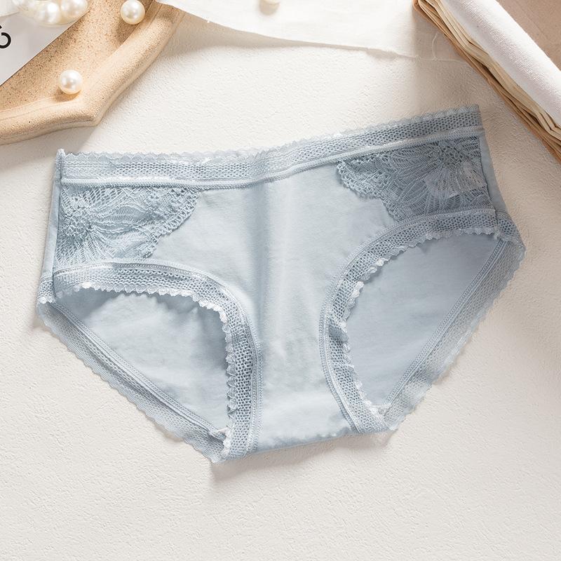 Damen-Unterwäsche aus Baumwolle, niedrige Taille, antibakterielle Unterhose, sexy, hohle Spitze, große Slips für Mädchen
