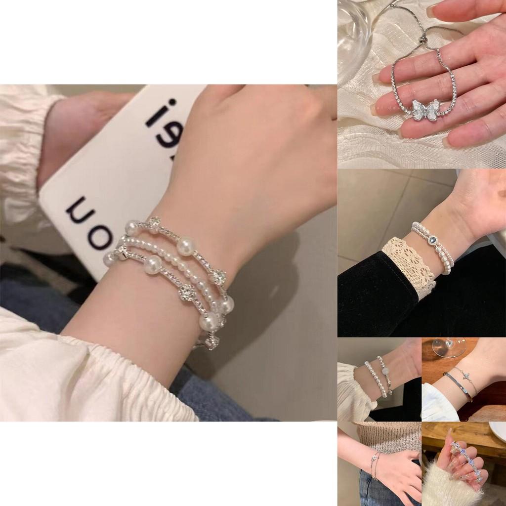 Elegant French Silver Fragment Pearl Bracelet For Women Exquisite Luxury Jewelry