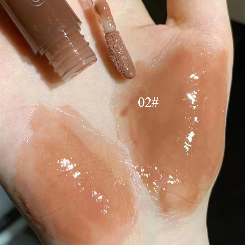 Punk Dark Brown Mirror Water Lip Gloss Red Lip Glaze Transparent Glass Lip Oil Waterproof Liquid Lipstick Clear Tint Makeup