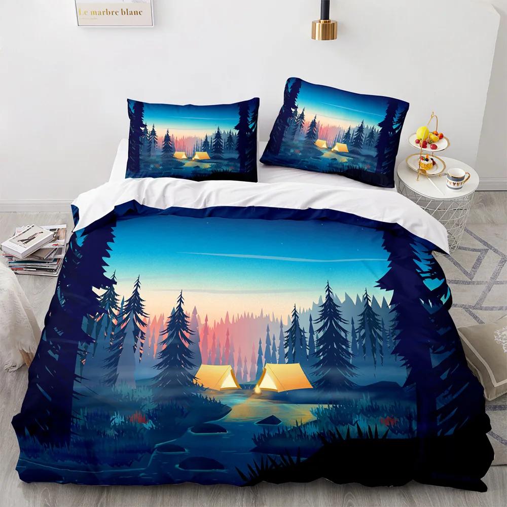 Green Forest Duvet Cover Fairy Cartoon Trees Elk For Adults Plant Animals Polyester For Children Girls Fairy Bedroom Decorations