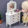 European Style Dollhouses Wardrobe Cabinet Wooden Dresser Toy For 1/12 Scale Miniature Home Decors
