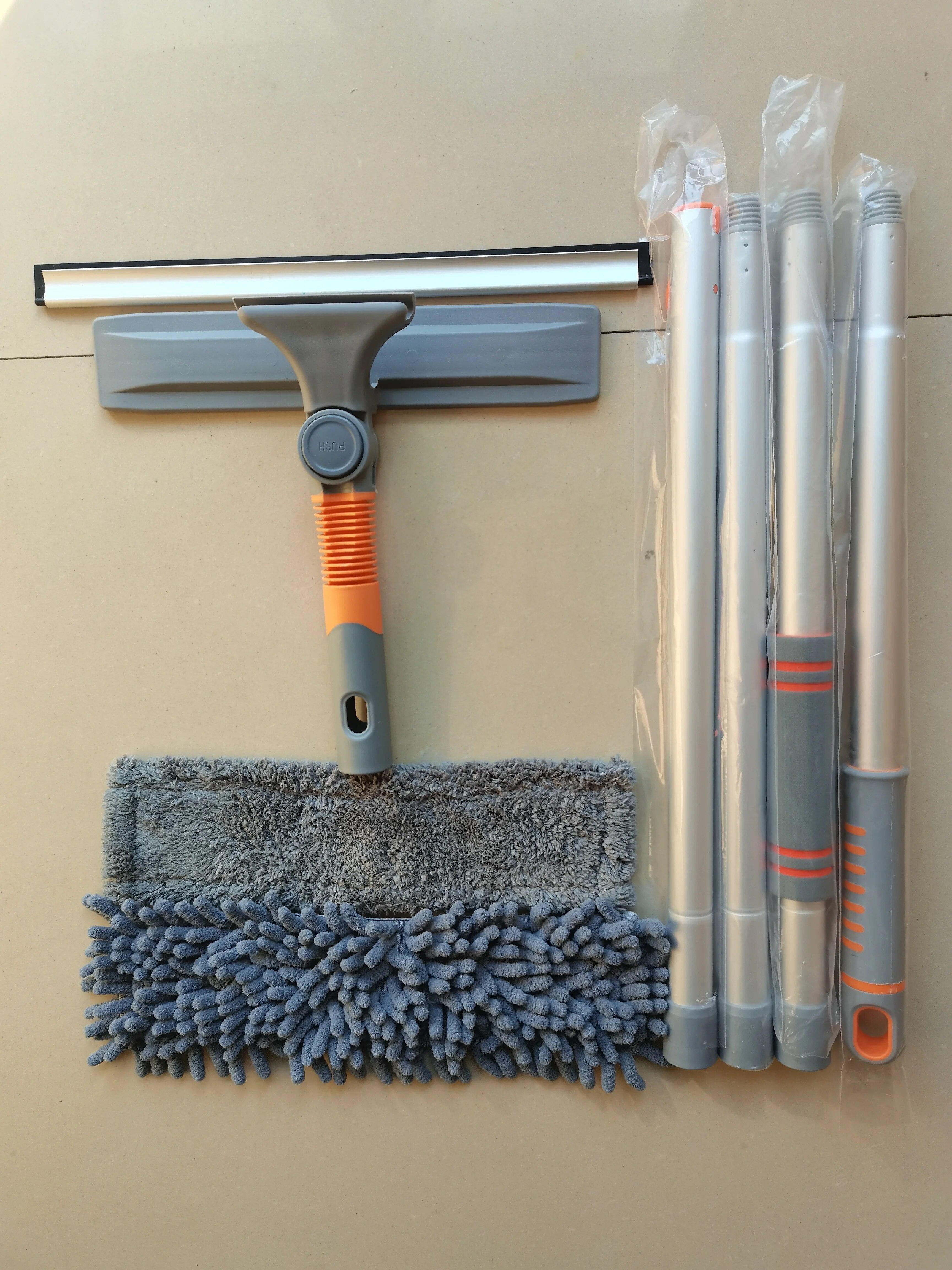 

Щетка для мытья стекол, скребок для мытья окон, швабра, мягкая микрофибра, вращающаяся, удлиненная, 4-в-1, скребок для уборки пыли, бытовые чистящие средства оранжевый