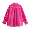 Primavera Nuovo Moda Donna Stile Europeo e Americano Versatile Camicia a Righe Ampia a Maniche Lunghe