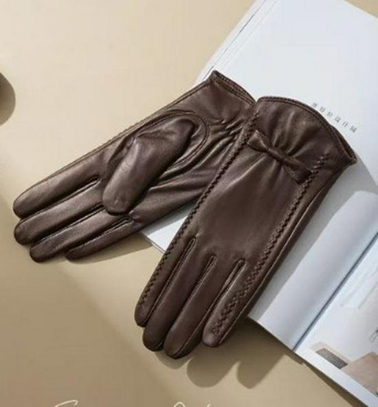 

Жіночі флісові підкладкові шкіряні рукавички з натуральної овчини для водіння з сенсорним екраном M (Palm Width 7-7.5CM)