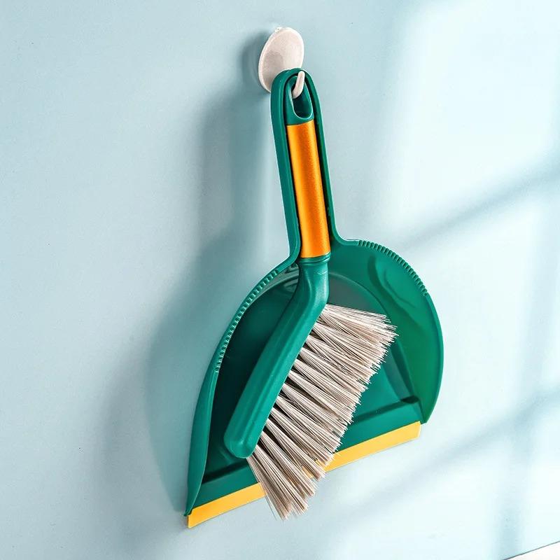 Desktop Mini Broom Dustpan Set With Handle Thick Brush Sweep For Home Hair Keyboard Pet Hair Cleaning Tool Labor Saving