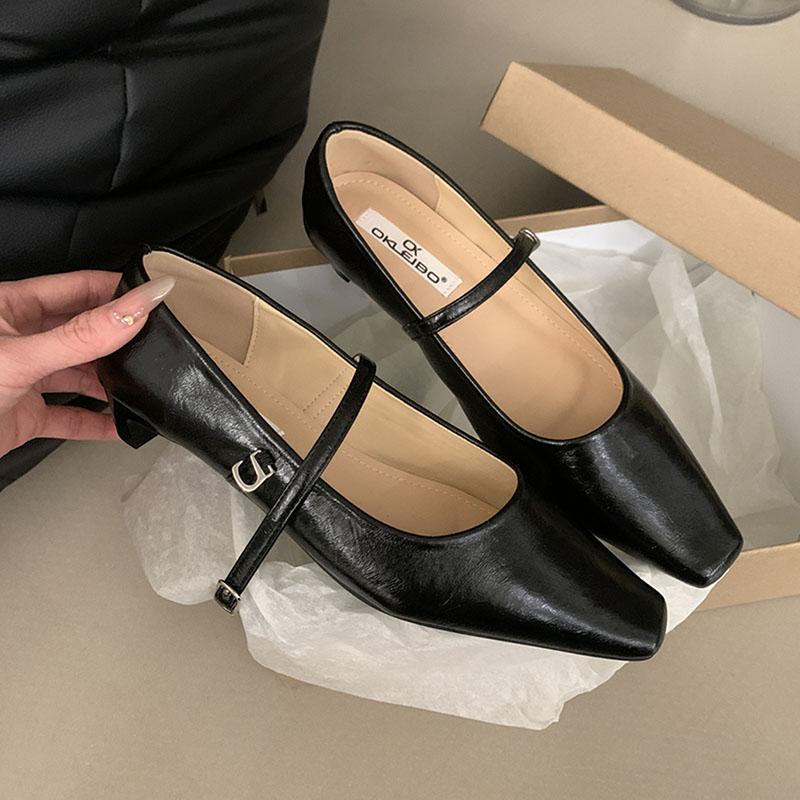 Fashion Red Footwear Shallow Ladies Heeled Shoes 2025 New In Spring Summer Fashion Buckle Strap Women 2.5CM Heels Mary Janes Pumps Shoes