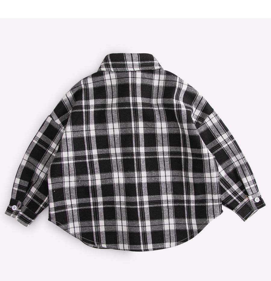 Children's Korean Style Plaid Fleece-Lined Shirt - Autumn/Winter Long Sleeve Cardigan for Boys (2023)