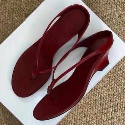 Wedge Heel Women's Shoes Retro Slippers High-heeled Women's Flip-flops